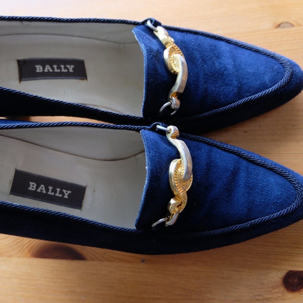 Bally Royal Blue Suede Loafer Pumps Women Size 7